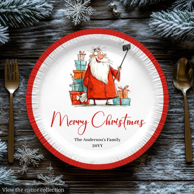 Santa Claus Humor Red White Christmas Paper Plates (Santa Claus Humor Red White Christmas Paper Plates

)