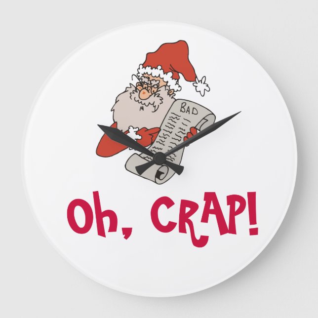 Santa Claus Humor Santa Catches Naughty People Large Clock (Front)