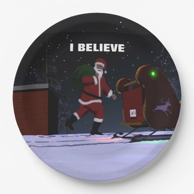 Santa Claus - I Believe Paper Plates (Front)