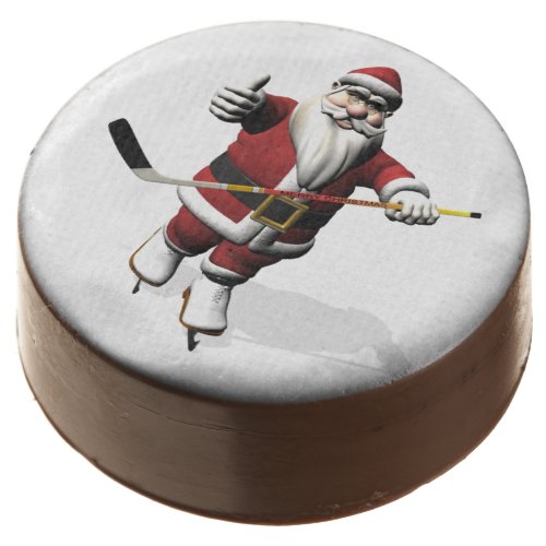 Santa Claus Ice Hockey Player Chocolate Dipped Oreo