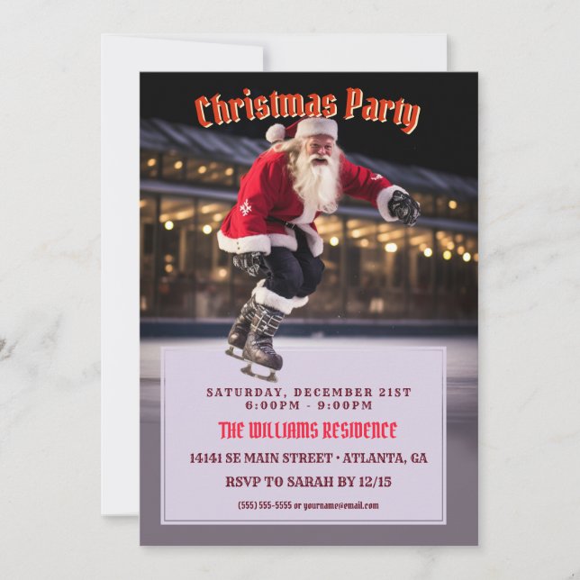 Santa Claus Ice Skating Invitation (Front)