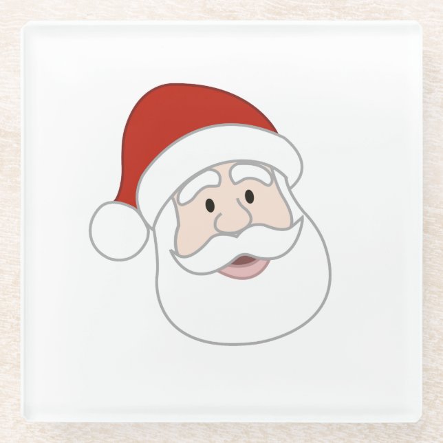 Santa Claus Illustration Glass Coaster (Front)