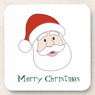 Santa Claus Illustration & Text Beverage Coaster