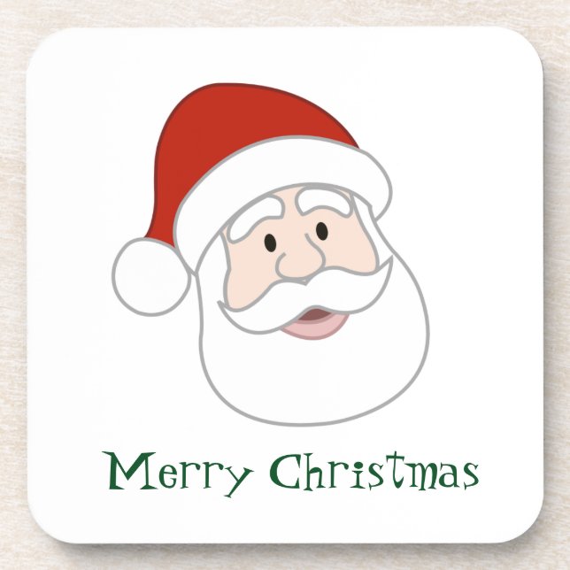 Santa Claus Illustration & Text Beverage Coaster (Front)