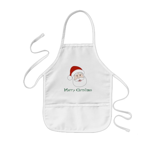Santa Claus Illustration & Text Kids' Apron (Front)