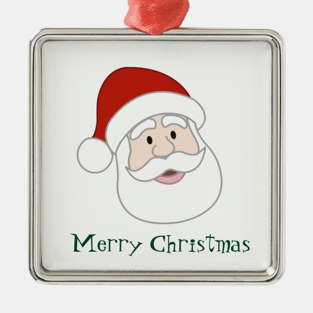 Santa Claus Illustration & Text Metal Ornament (Front)