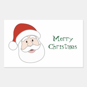 Santa Claus Illustration & Text Rectangular Sticker