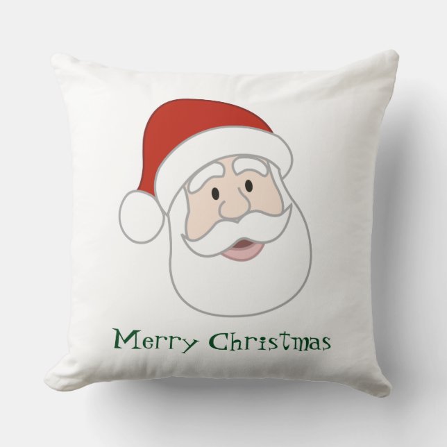 Santa Claus Illustration & Text Throw Pillow (Front)