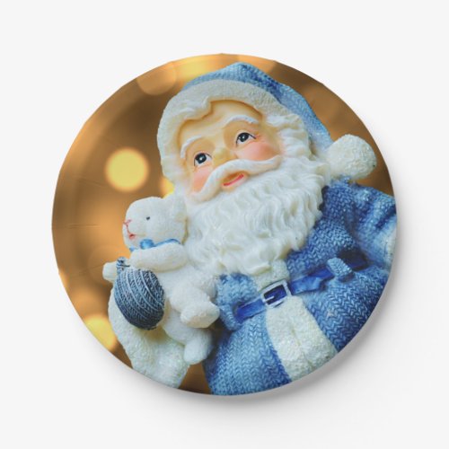 Santa Claus in a Blue Suit Paper Plates