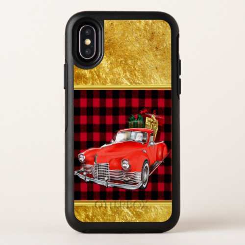 Santa Claus in a red old timer antique vintage car OtterBox Symmetry iPhone X Case