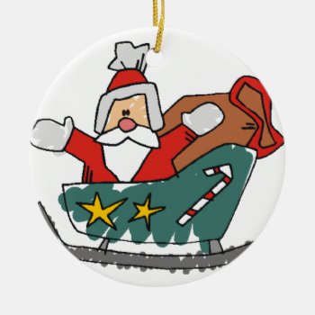 Santa Claus In A Sleigh Ceramic Ornament by OneStopGiftShop at Zazzle