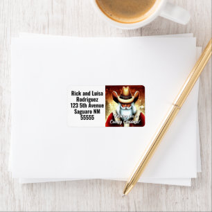 Santa Claus in a Western Hat Christmas Label