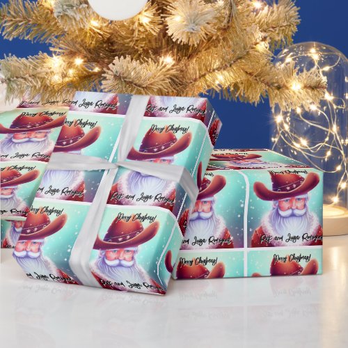 Santa Claus in a Western Hat Christmas Wrapping Paper
