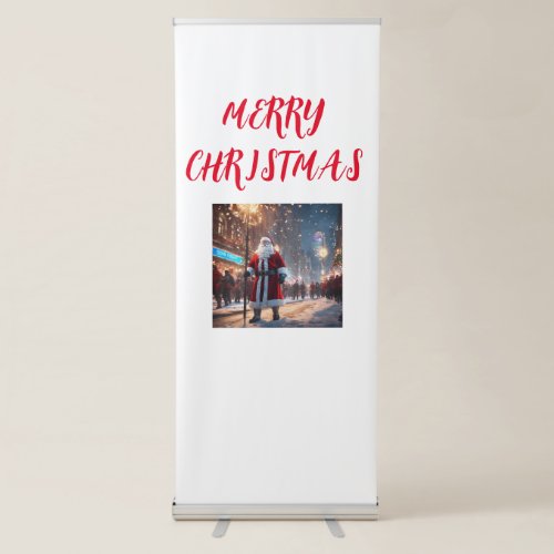 Santa Claus in Armor Strolls Through the Bustling  Retractable Banner