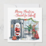 Santa Claus in at the airport Holiday Card
