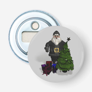 Santa Claus In Black Leather Dress Bottle Opener
