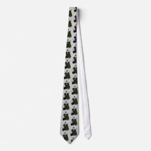 Santa Claus In Black Leather Dress Neck Tie