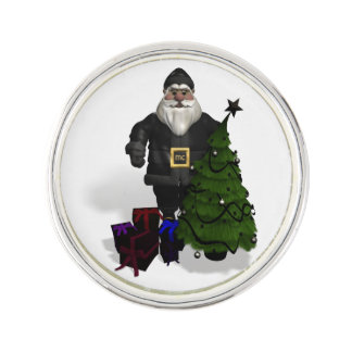 Santa Claus In Black Leather Dress Pin
