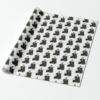 Santa Claus In Black Leather Dress Wrapping Paper
