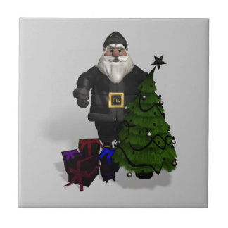 Santa Claus In Black Leather Tile