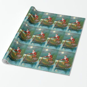 Santa Claus in Boat Wrapping Paper