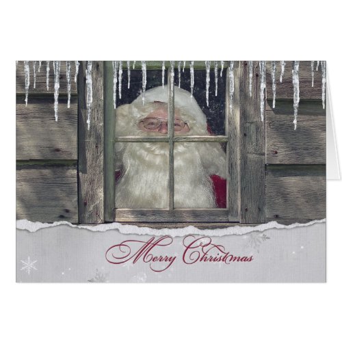 Santa Claus in cabin winter with icicles