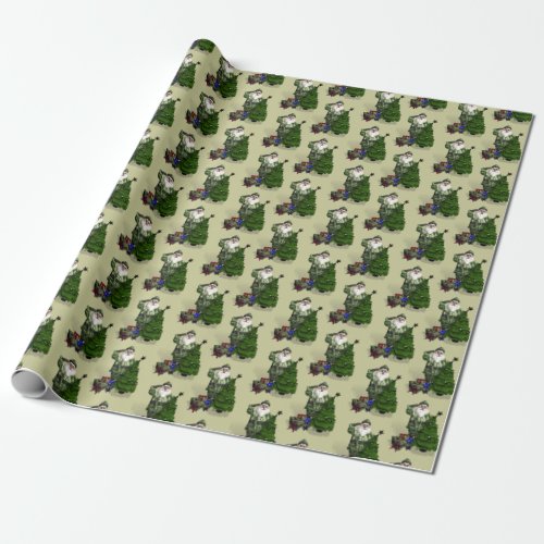 Santa Claus In Camouflage Dress Wrapping Paper