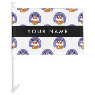 Santa Claus In Chimney, Snow, Christmas, New Year Car Flag