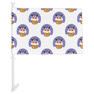 Santa Claus In Chimney, Snow, Christmas, New Year Car Flag