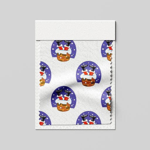 Santa Claus In Chimney, Snow, Christmas, New Year Fabric