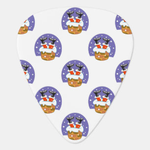 Santa Claus In Chimney, Snow, Christmas, New Year Guitar Pick