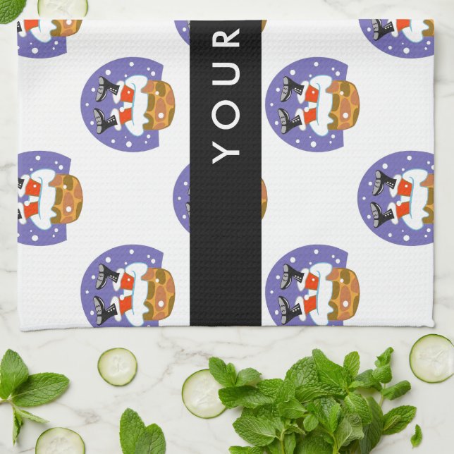 Santa Claus In Chimney, Snow, Christmas, New Year Kitchen Towel (Folded)