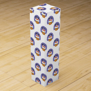 Santa Claus In Chimney, Snow, Christmas, New Year Wine Box