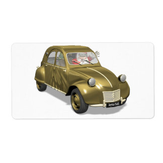 Santa Claus In Citroen 2 CV Label