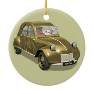 Santa Claus In Citroen 2CV Ceramic Ornament