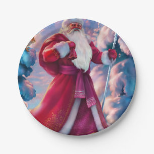 Santa Claus in forest Paper Plates