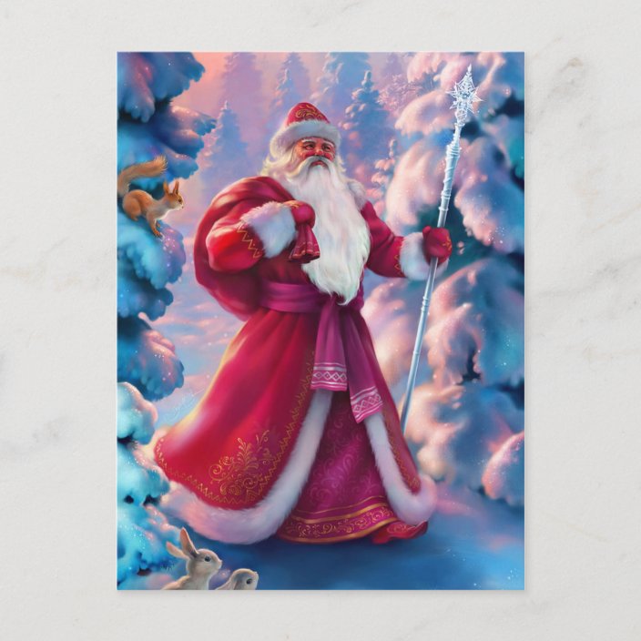 Santa Claus in forest Postcard | Zazzle.com