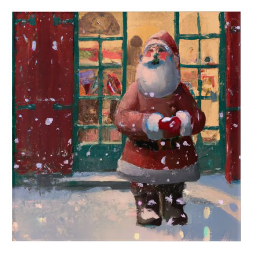 Santa Claus in Front of Toy Shop AI Acrylic Print