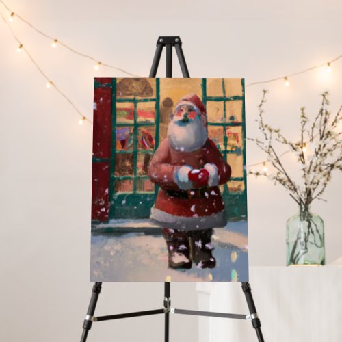 Santa Claus in Front of Toy Shop AI Art Foam Board