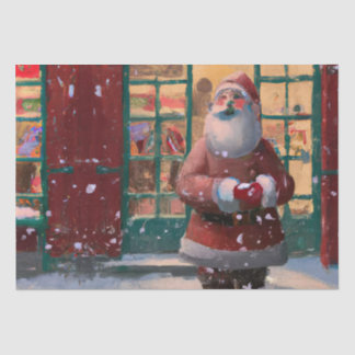 Santa Claus in Front of Toy Shop AI Art Tissue Paper