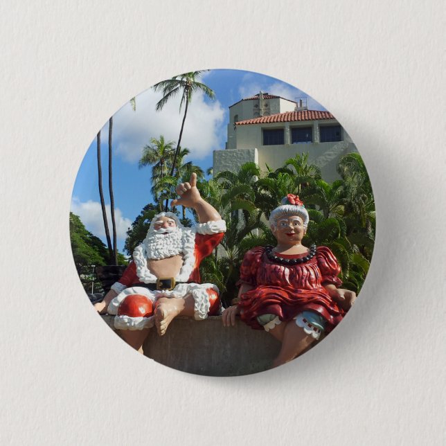Santa Claus in Hawaii Button (Front)