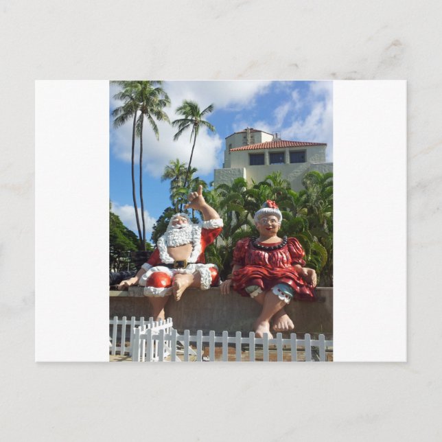 Santa Claus in Hawaii Holiday Postcard (Front)