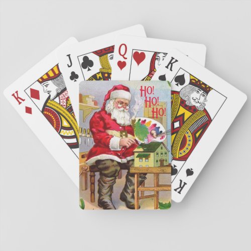 Santa Claus In His Workshop Playing Cards