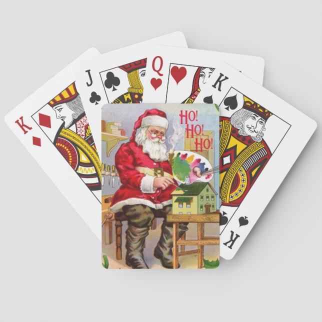 Santa Claus In His Workshop Poker Cards (Back)