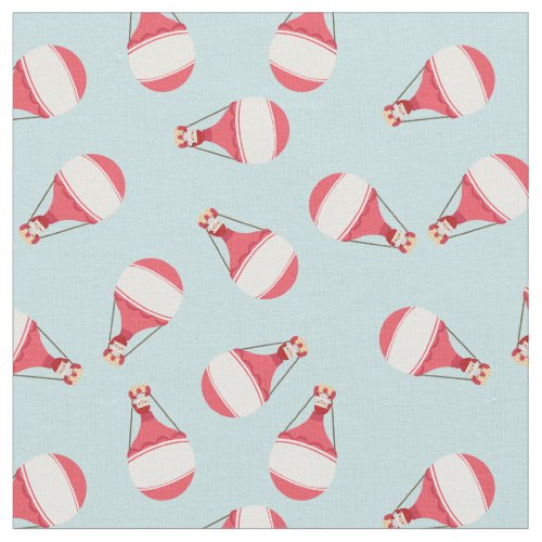 Santa Claus in Hot Air Balloon Pattern Fabric