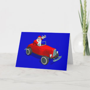 Santa Claus In Hot Rod Holiday Card