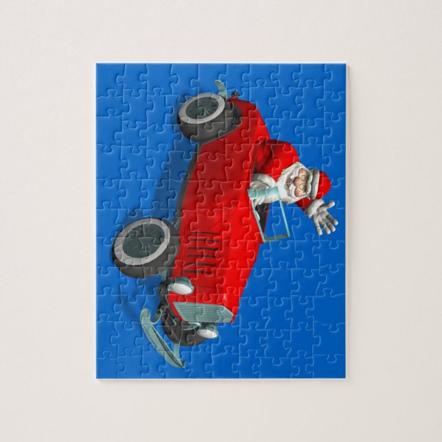 Santa Claus In Hot Rod Jigsaw Puzzle (Vertical)