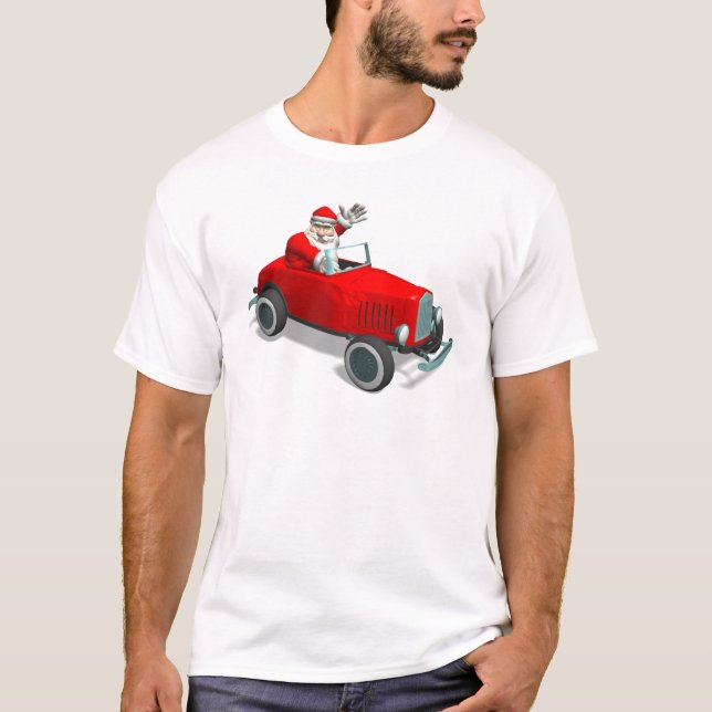 Santa Claus In Hot Rod T-Shirt (Front)