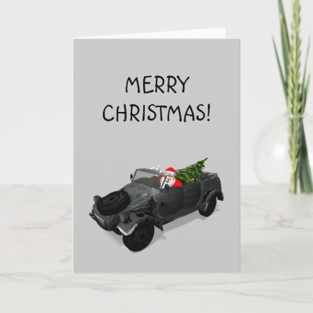 Santa Claus In Kuebelwagen Holiday Card