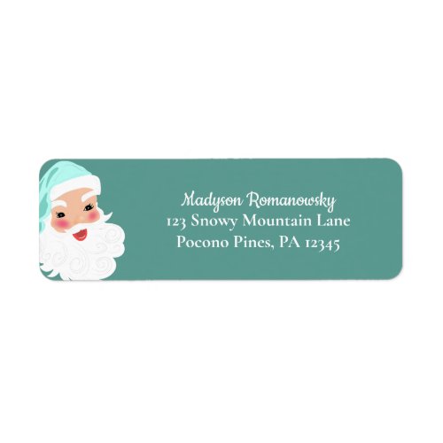 Santa Claus in Mint Green Hat Vintage Christmas Label